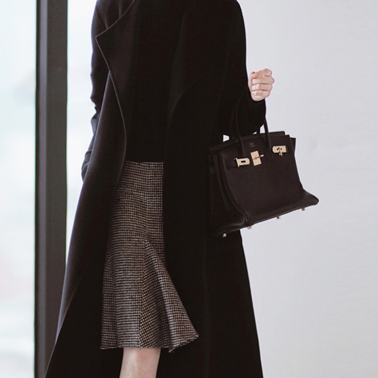 千鳥格半身裙高腰顯瘦知性優雅氣質傘裙