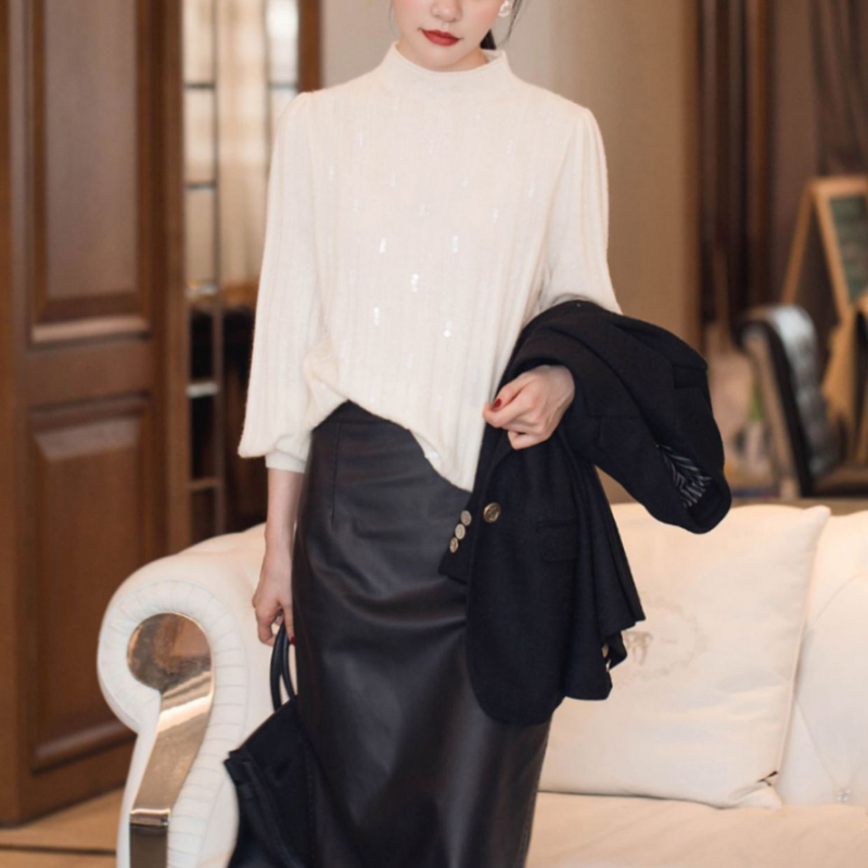 半高領針織衫氣質軟糯長袖打底上衣