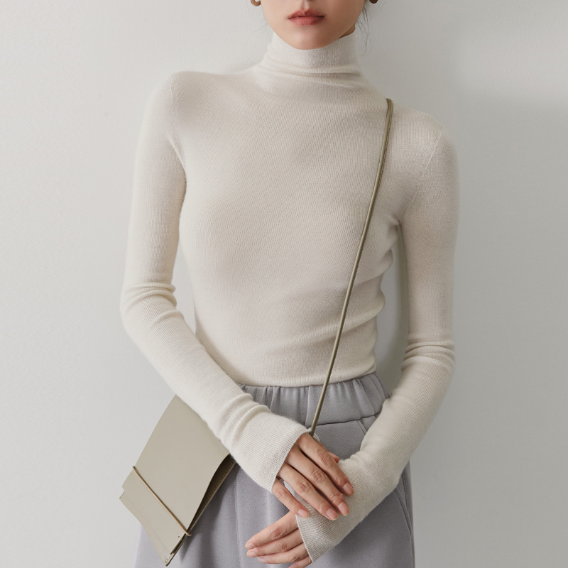 精紡無縫全成型高領打底針織衫