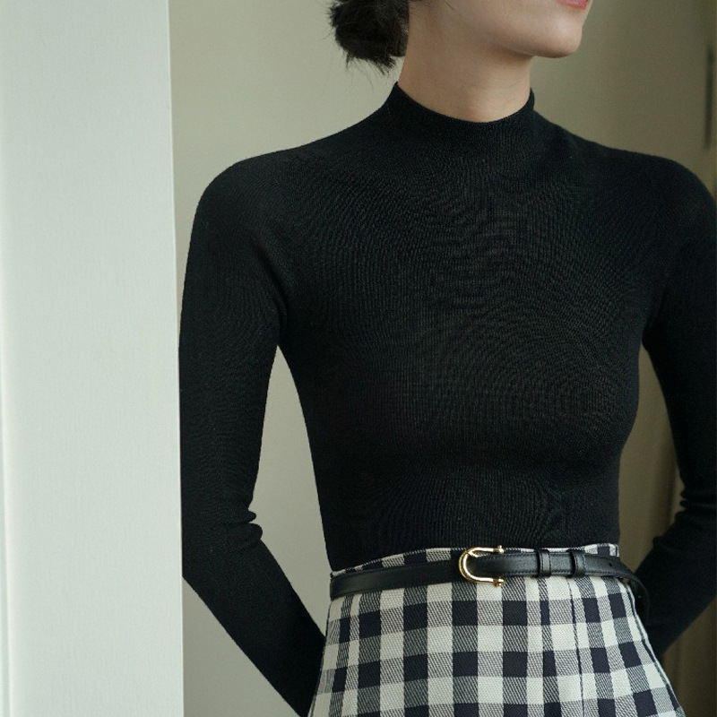 無縫一體半高領羊毛打底衫（11色）