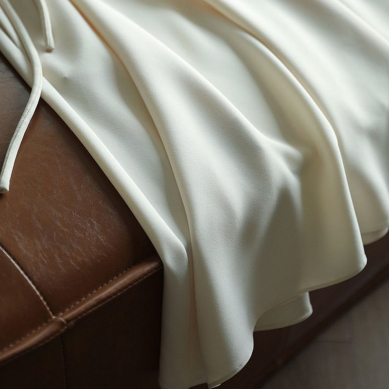 春夏法式時尚緞面無袖白色連衣裙