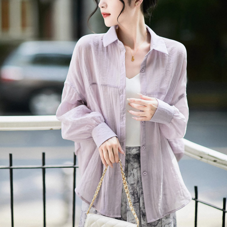 日系春夏新款寬鬆透氣設計感長袖襯衫
