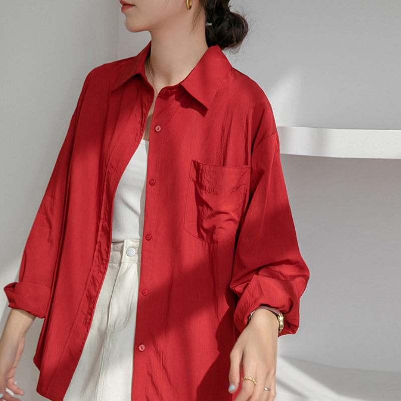 設計感小眾寬鬆翻領休閒襯衫