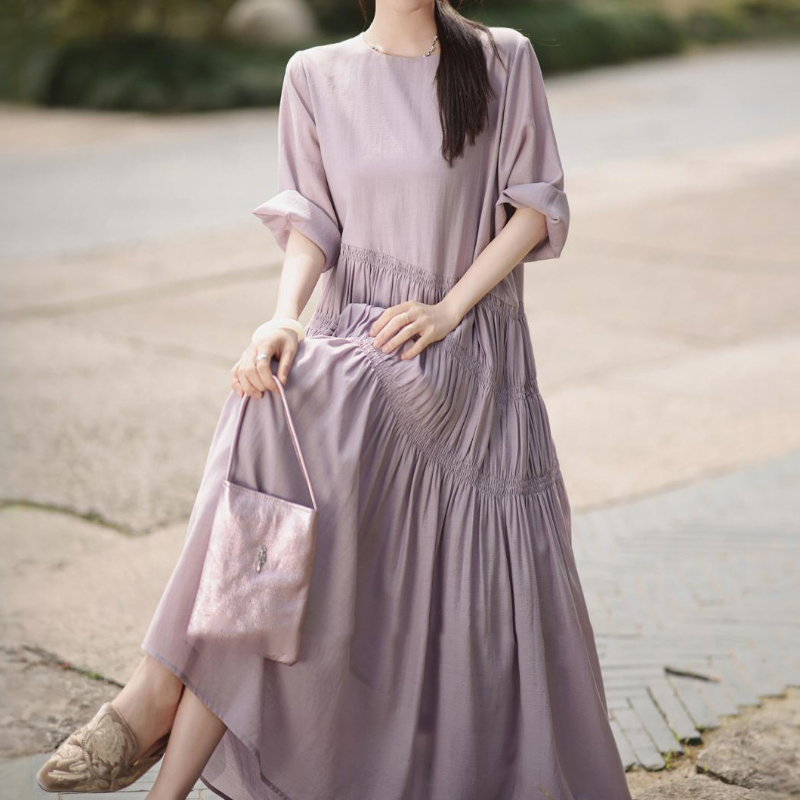 醋酸垂順圓領減齡可愛蛋糕裙