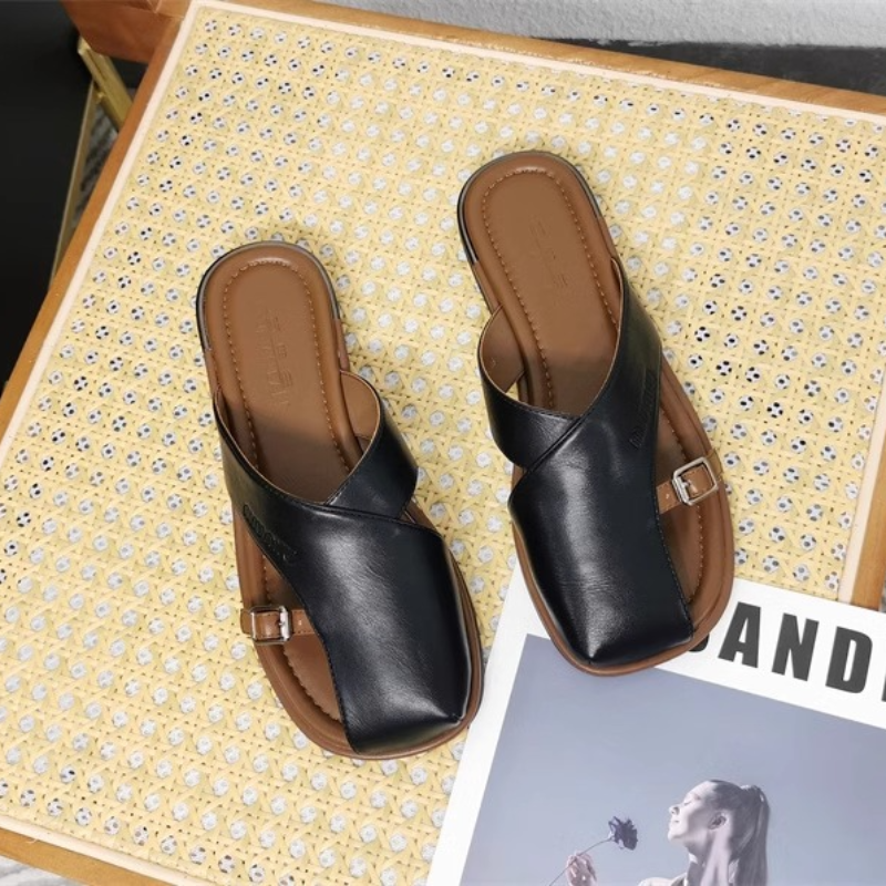 法式平底復古套趾涼拖鞋海灘涼鞋