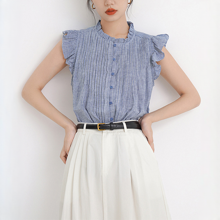 設計師款女裝法式娃娃衫飛袖襯衫T恤