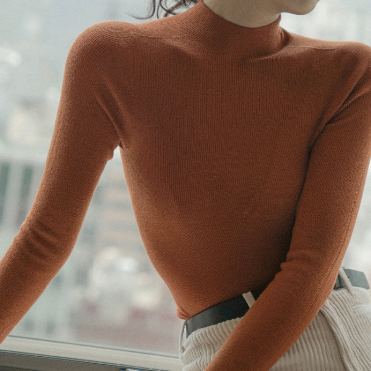 無縫一體半高領羊毛打底衫（11色）