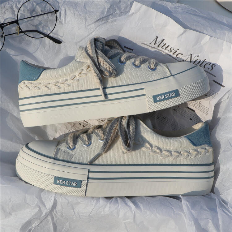 撞色休閒低幫減齡帆布鞋（2色）