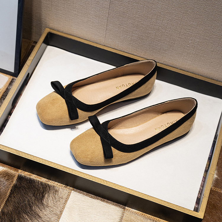 春季新款方頭淺口軟底平底鞋