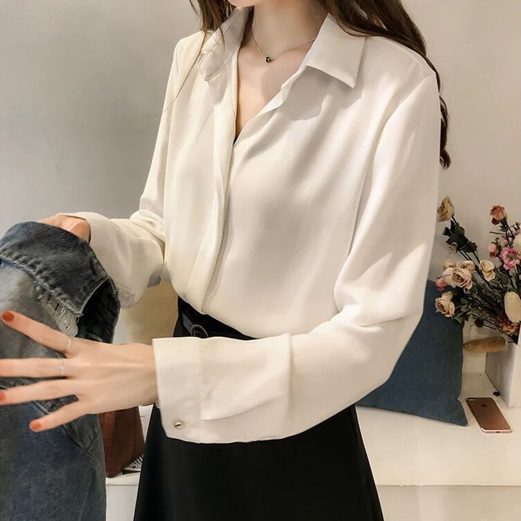 四色通勤簡約雪紡寬鬆襯衫