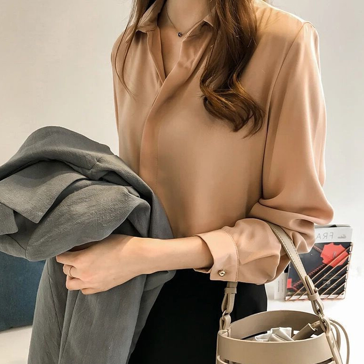 四色通勤簡約雪紡寬鬆襯衫