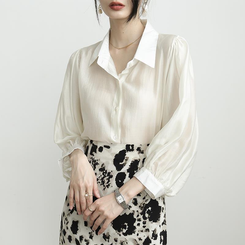 冷淡風純色防曬翻領襯衫