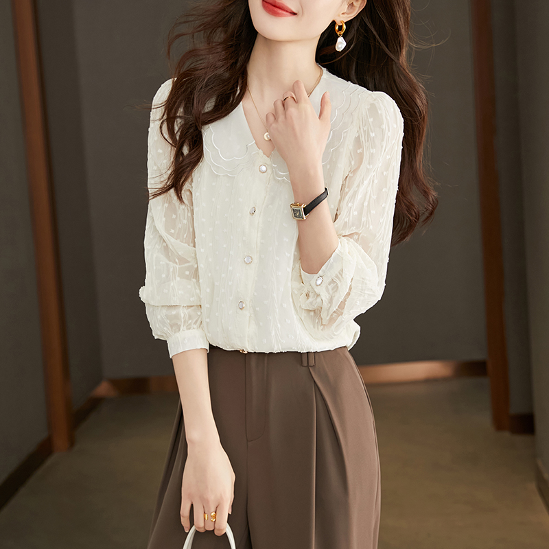 娃娃領雪紡氣質通勤襯衫