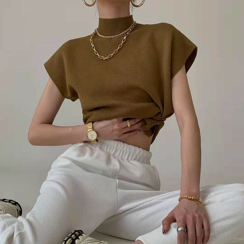 半高領坎肩針織馬甲氣質上衣