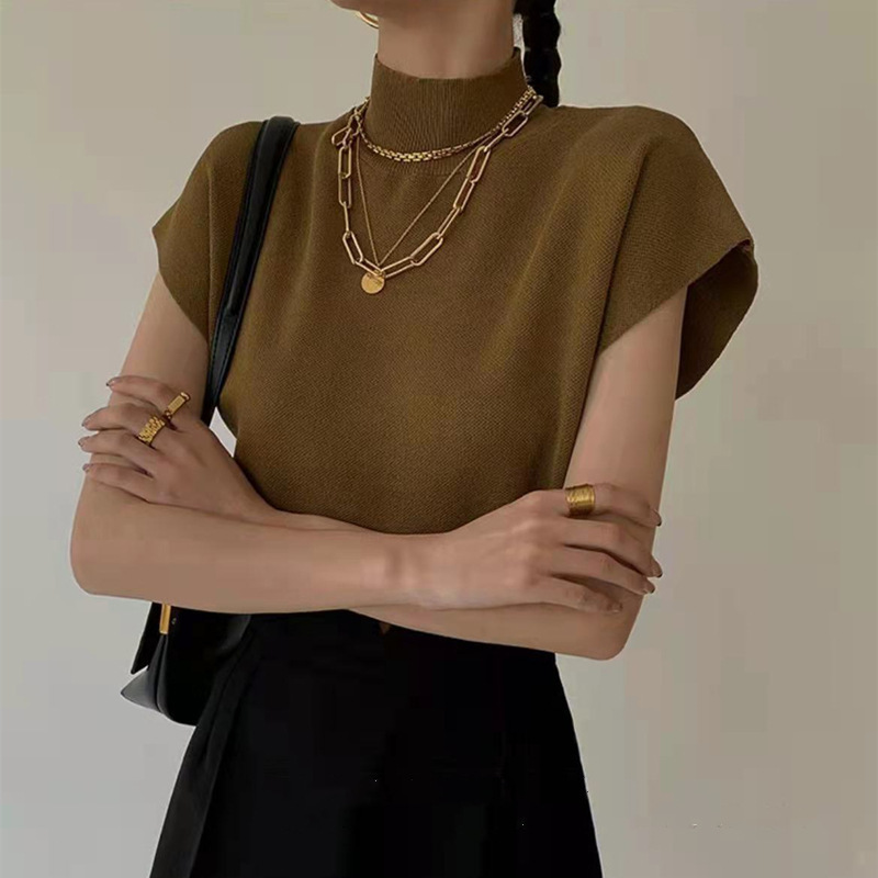 半高領坎肩針織馬甲氣質上衣