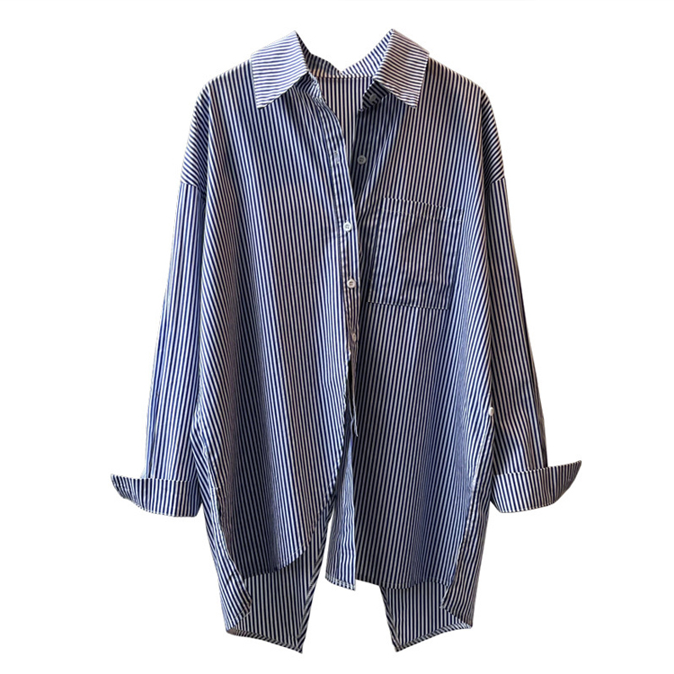 法式小眾後開叉收腰棉襯衫