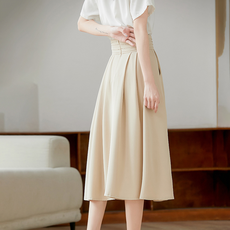 高腰百褶通勤簡約氣質半身裙