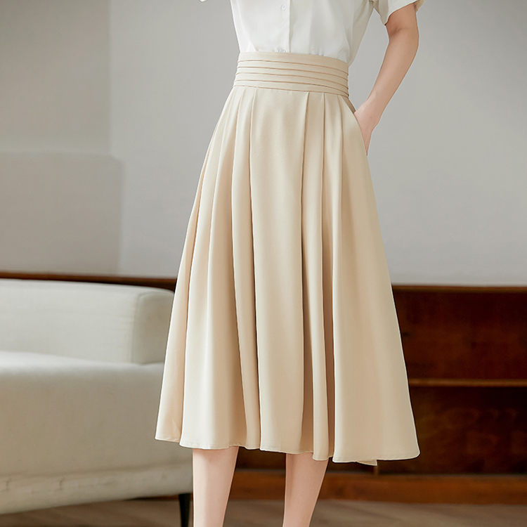 高腰百褶通勤簡約氣質半身裙