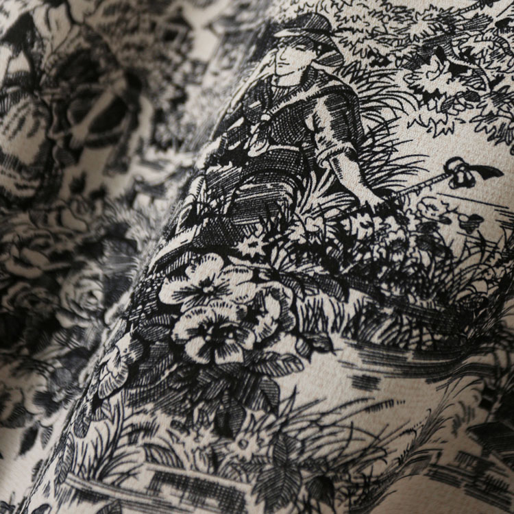 水墨五分袖壓褶拼色T恤