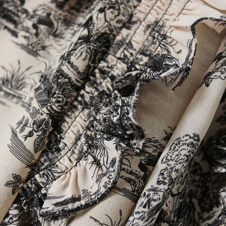 水墨五分袖壓褶拼色T恤