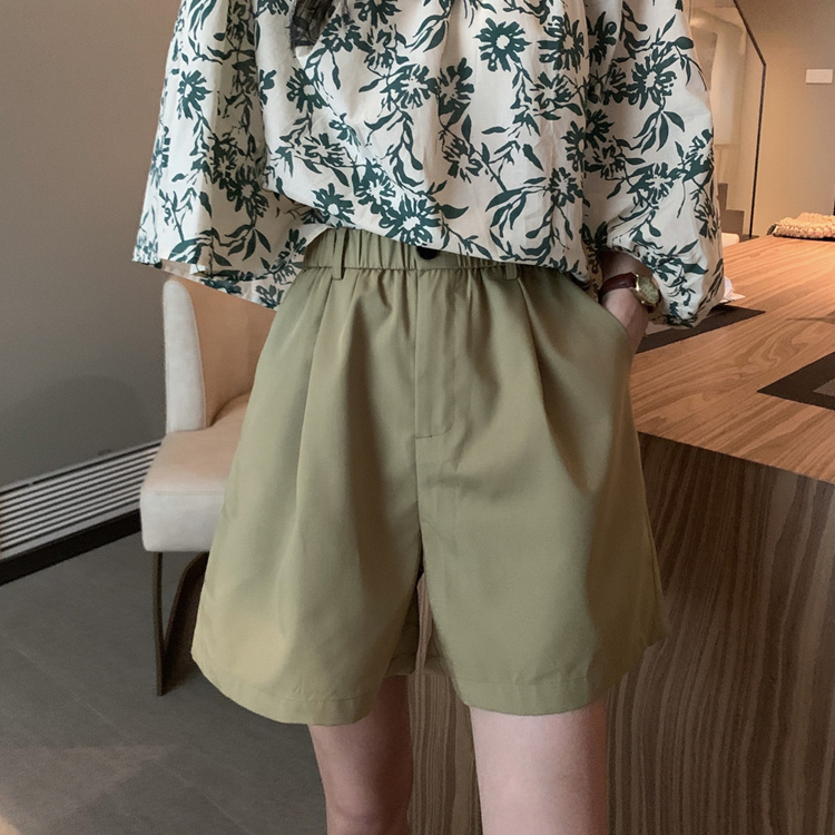 復古碎花小眾襯衫/鬆緊腰休閒短褲