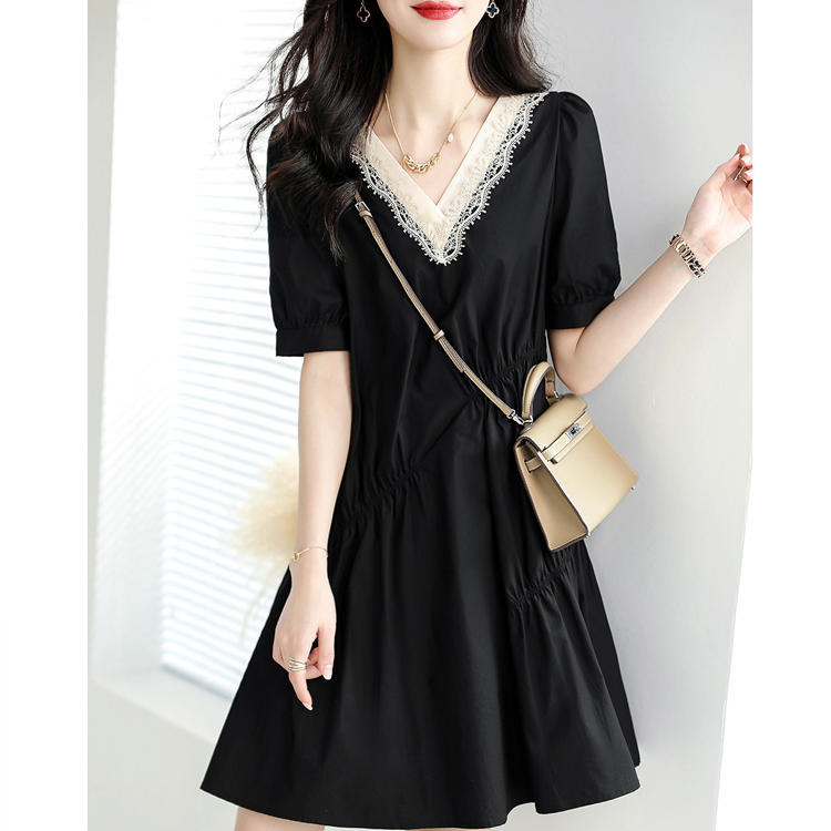 夏季抽褶韓系A字連身裙