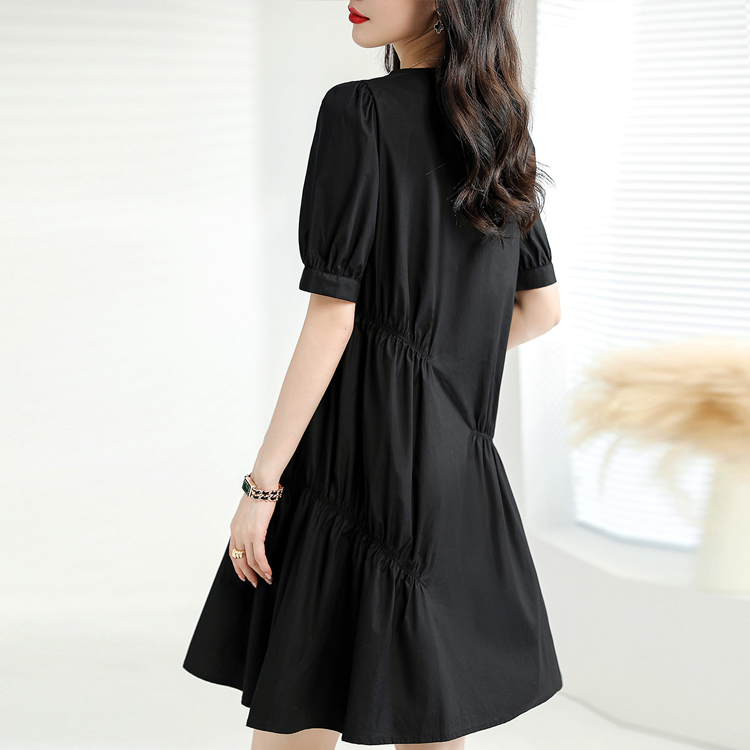 夏季抽褶韓系A字連身裙