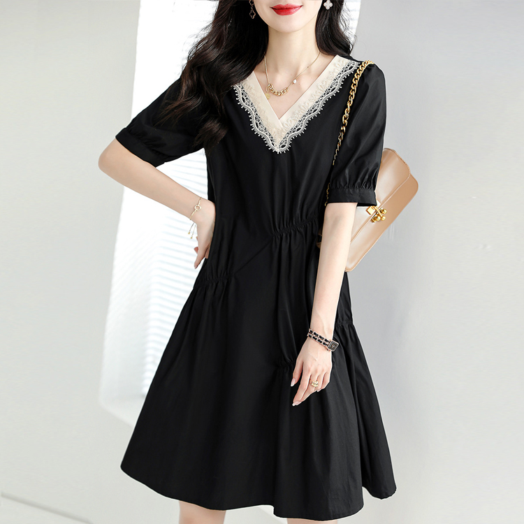 夏季抽褶韓系A字連身裙