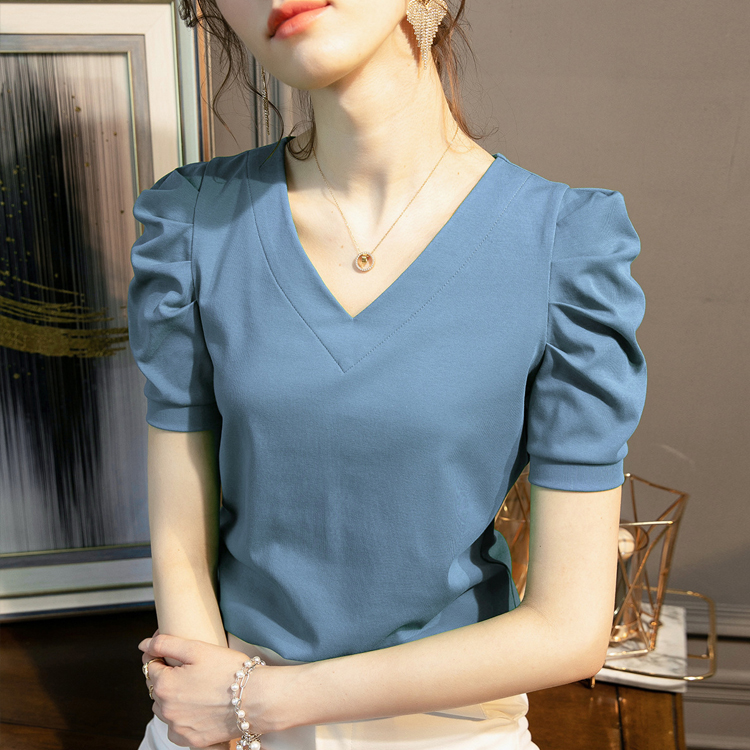 八色可選泡泡袖透氣親膚棉T恤