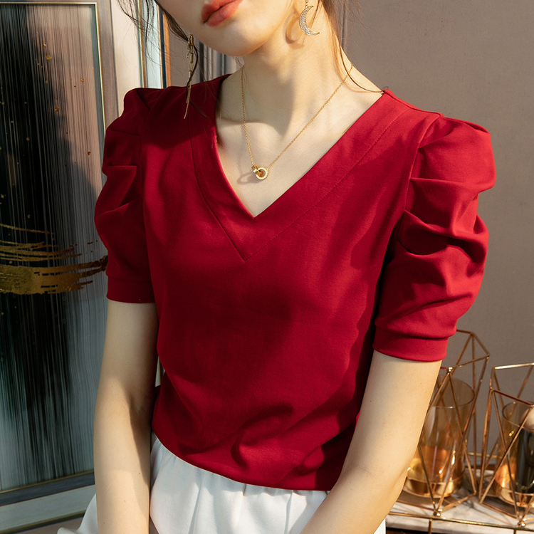 八色可選泡泡袖透氣親膚棉T恤