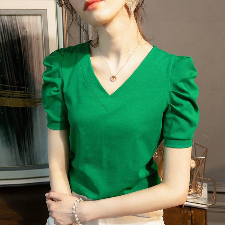 八色可選泡泡袖透氣親膚棉T恤