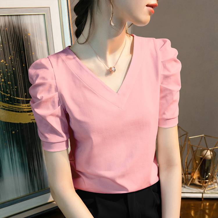 八色可選泡泡袖透氣親膚棉T恤