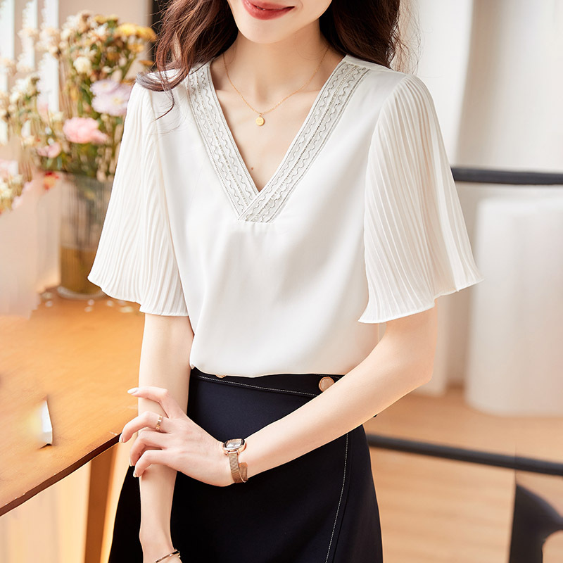 設計感小香風寬鬆洋氣荷葉邊短袖T豉