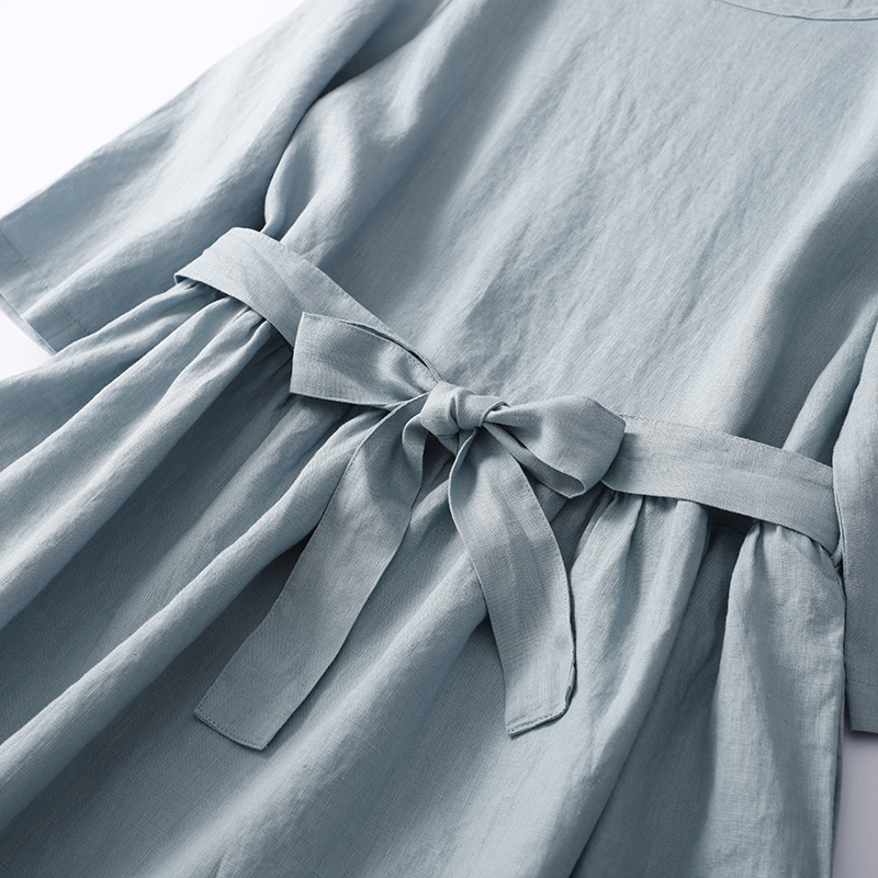 女士腰帶收腰顯瘦大擺長裙