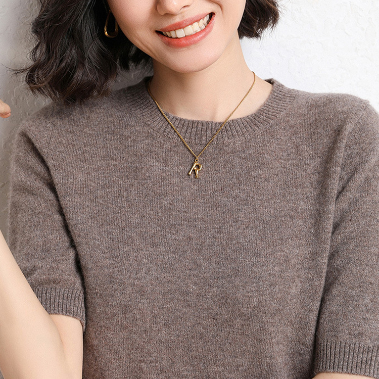 春夏八色圓領半袖針織T恤