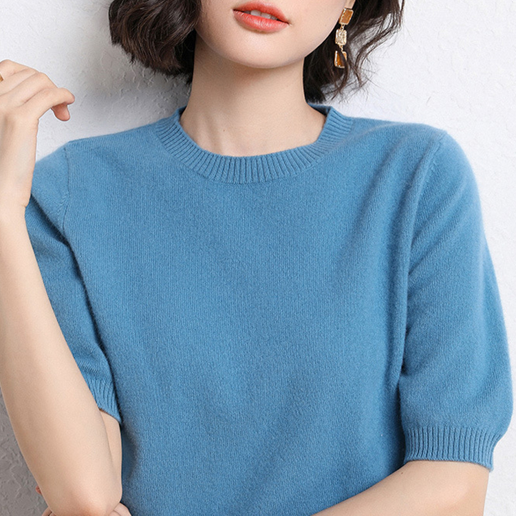 春夏八色圓領半袖針織T恤