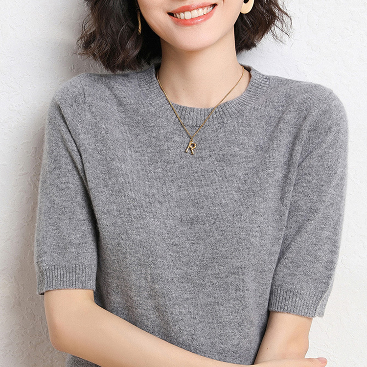 春夏八色圓領半袖針織T恤