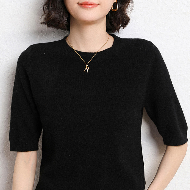 春夏八色圓領半袖針織T恤