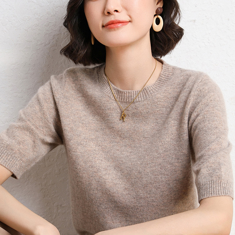 春夏八色圓領半袖針織T恤