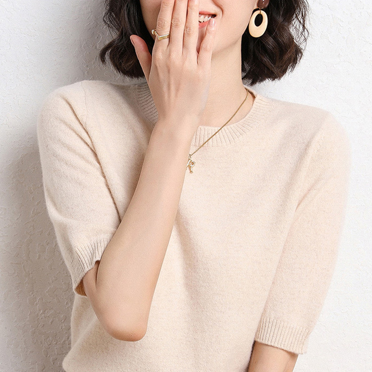 春夏八色圓領半袖針織T恤