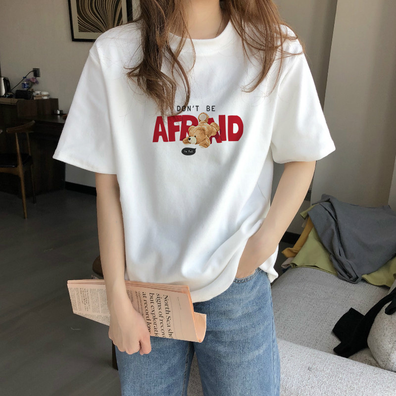 創意字母印花圓領純棉短袖