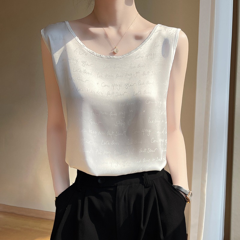 百搭修身圓領字母內搭無袖背心