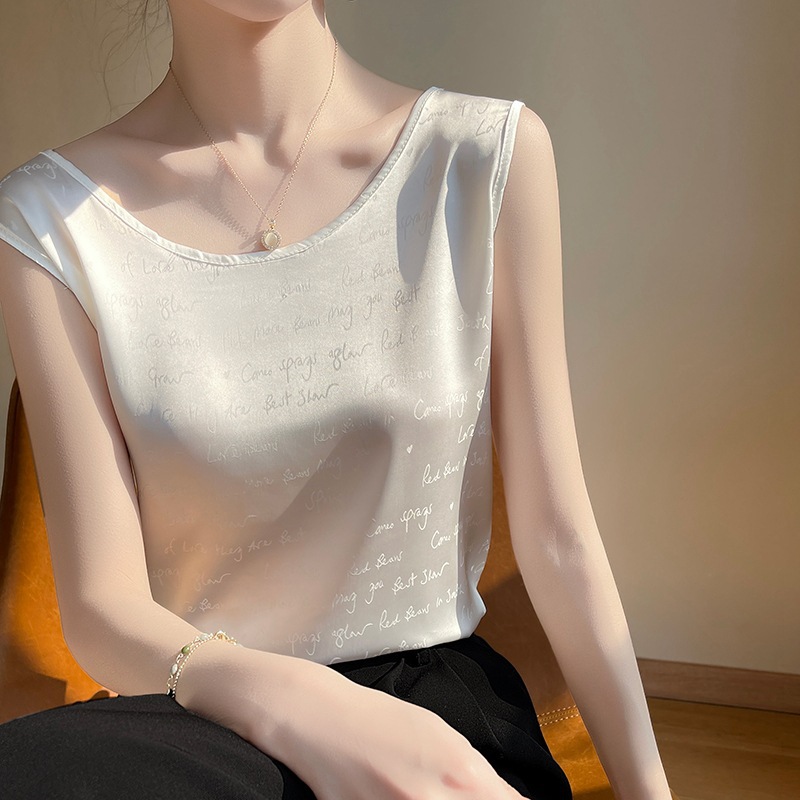 百搭修身圓領字母內搭無袖背心