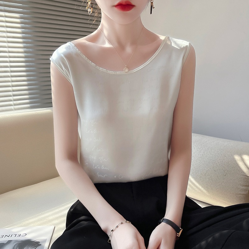 百搭修身圓領字母內搭無袖背心