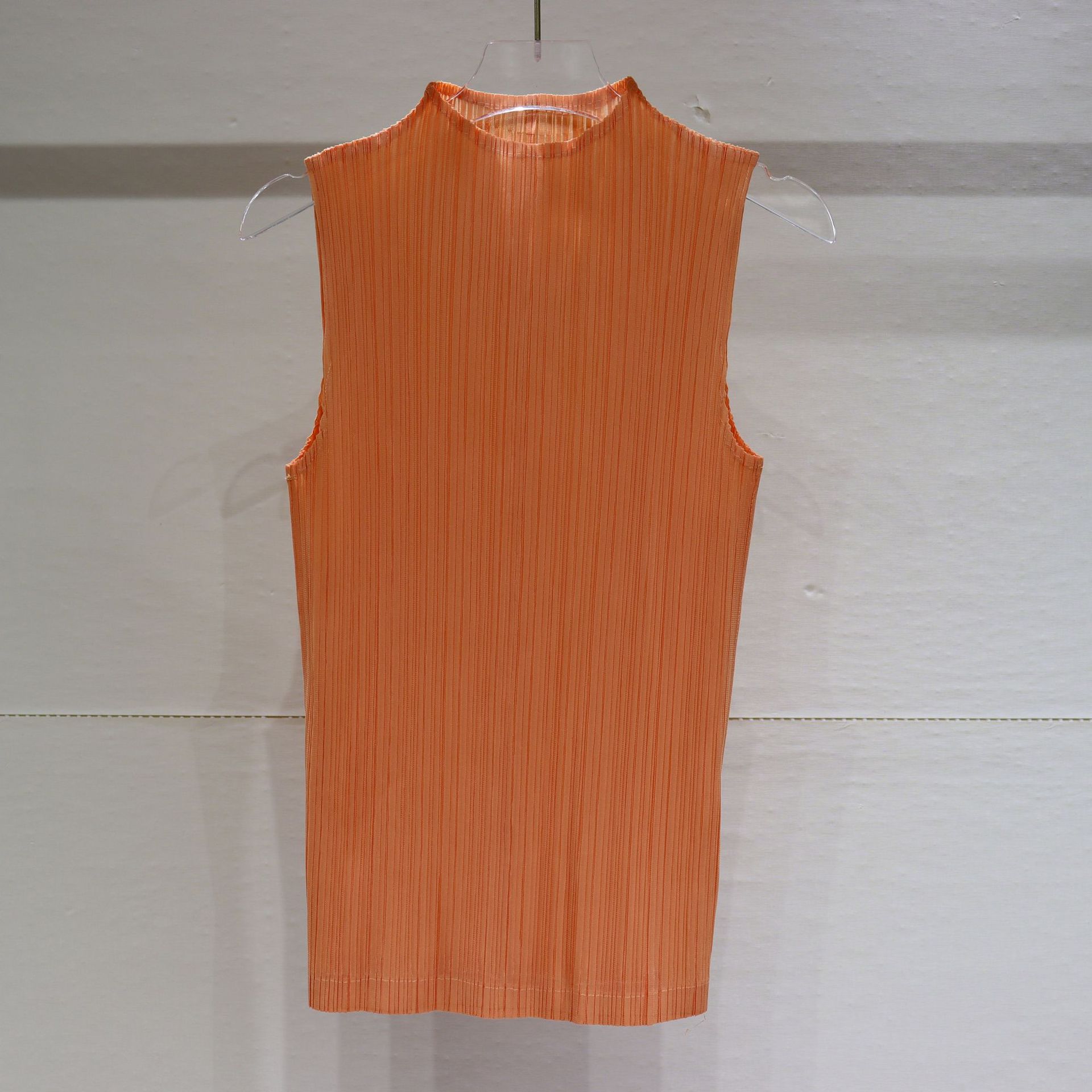 褶皺ins風經典高領無袖復古背心