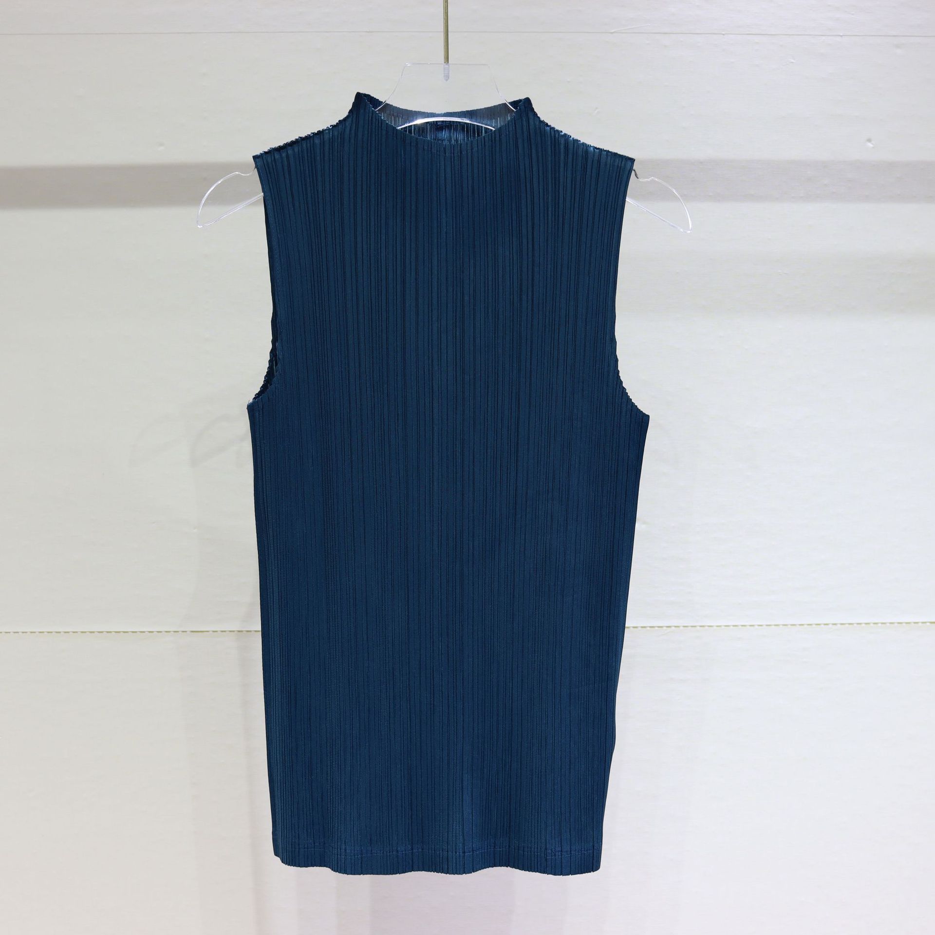 褶皺ins風經典高領無袖復古背心