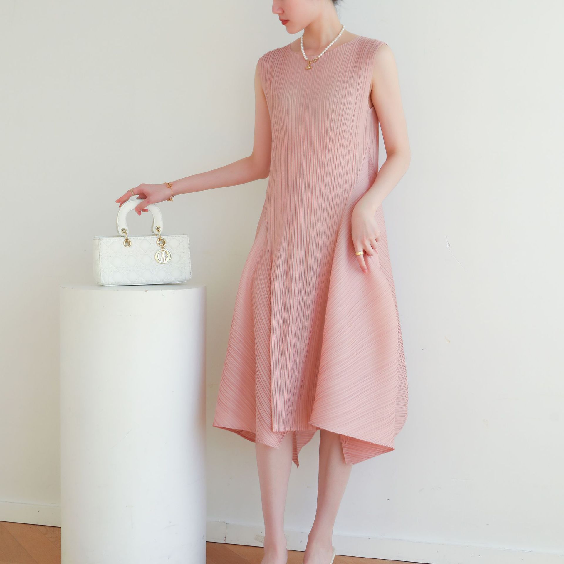 褶皺修身顯瘦通勤荷包裙連衣裙（10色）