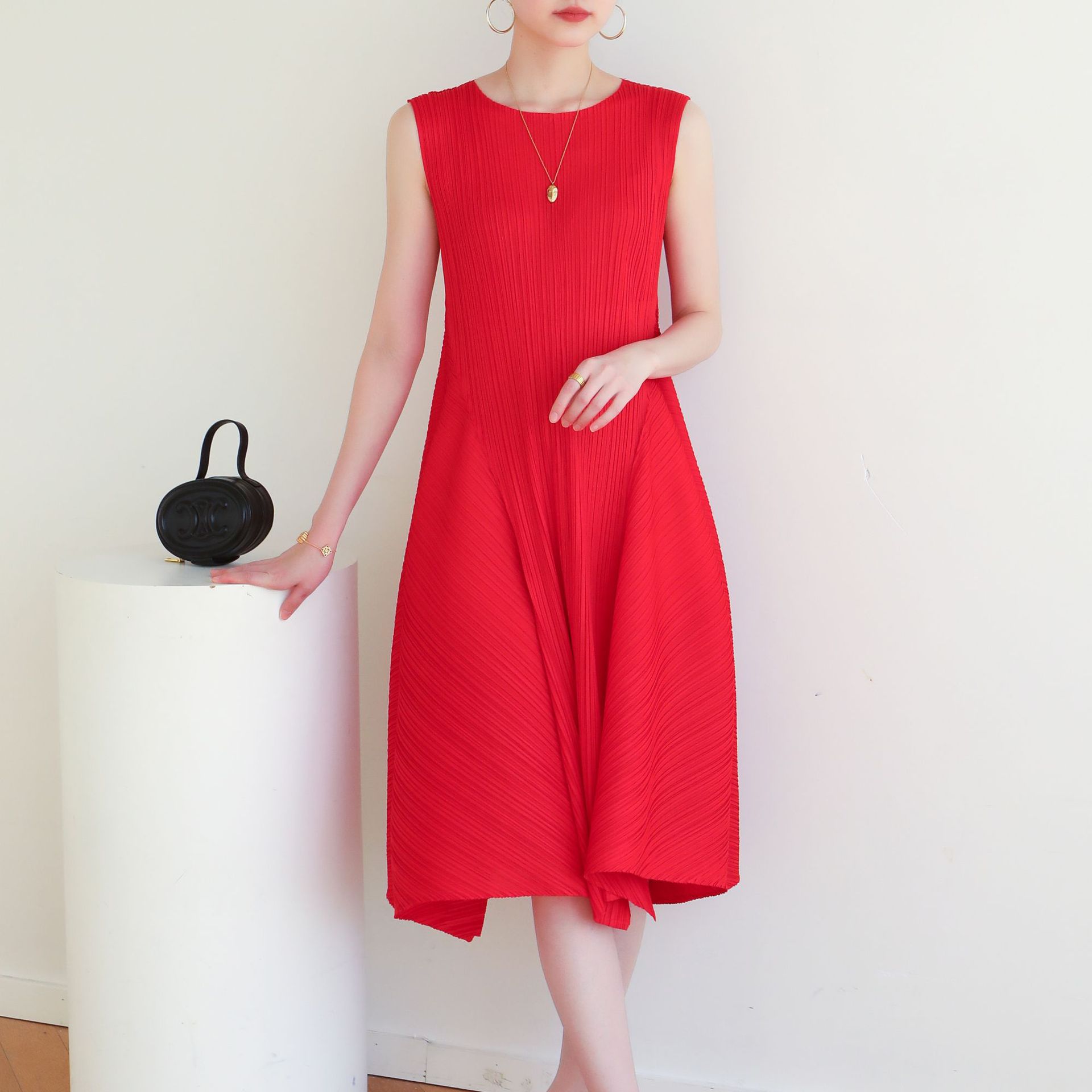 褶皺修身顯瘦通勤荷包裙連衣裙（10色）