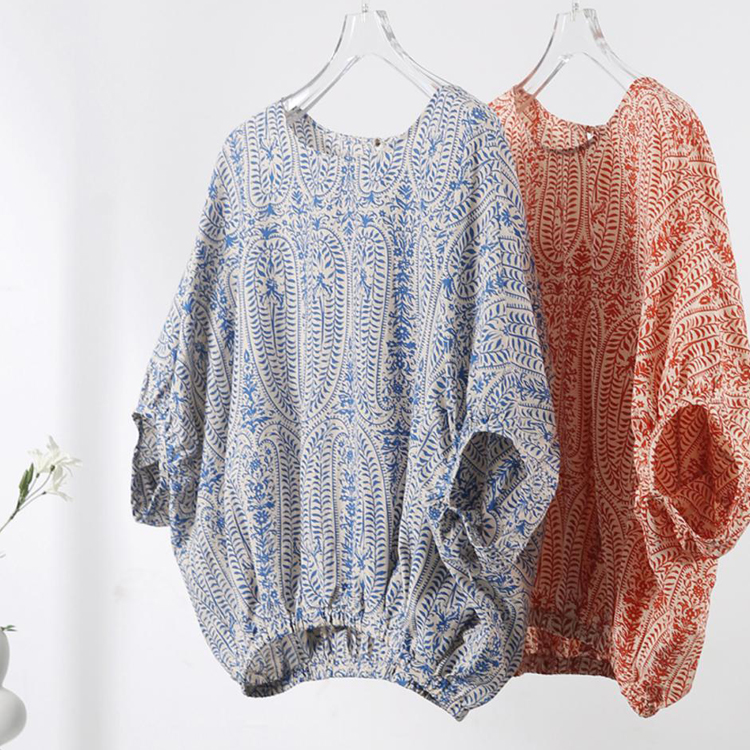 夏季清爽桑蠶絲蝙蝠袖蝴蝶結襯衫