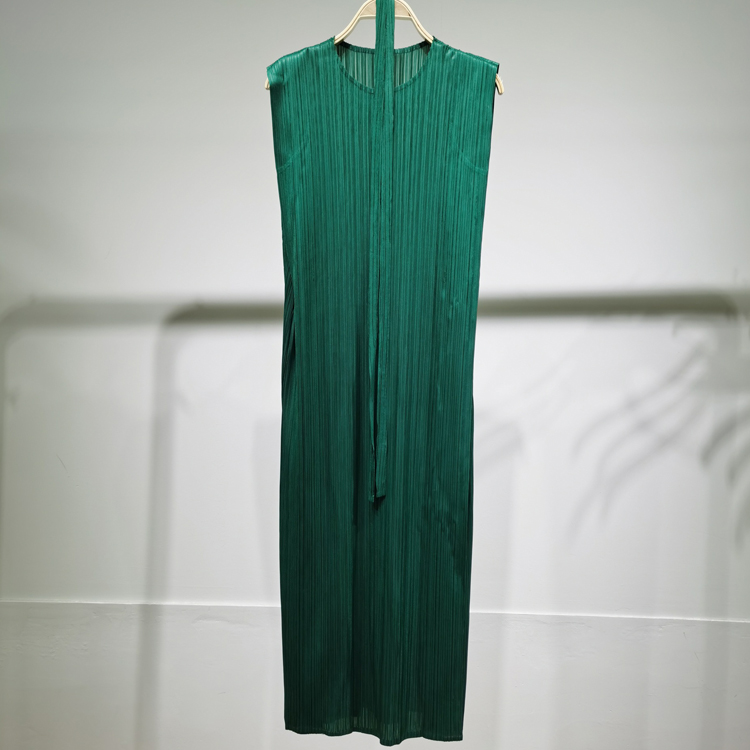 褶皺中長款氣質繫帶連衣裙（7色）